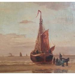 Schilderij Jan de Boer (1877-1946) Strand Scheveningen.