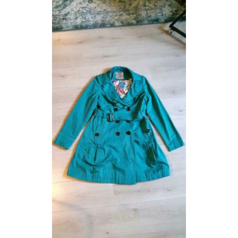 STEPS turquoise trench coat maat xl 42-44 izgs