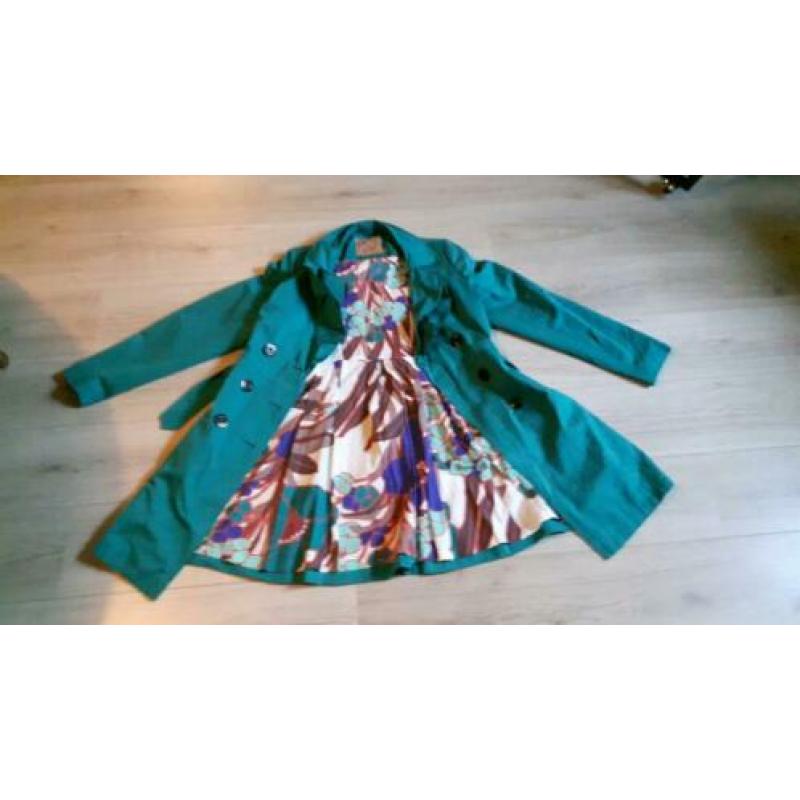 STEPS turquoise trench coat maat xl 42-44 izgs