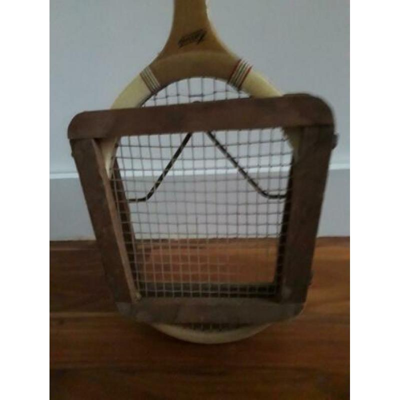 Brocante vintage Engelse racket spanner met racket