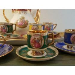 Antiek Limoger art servies porselein/ 24 krt goud