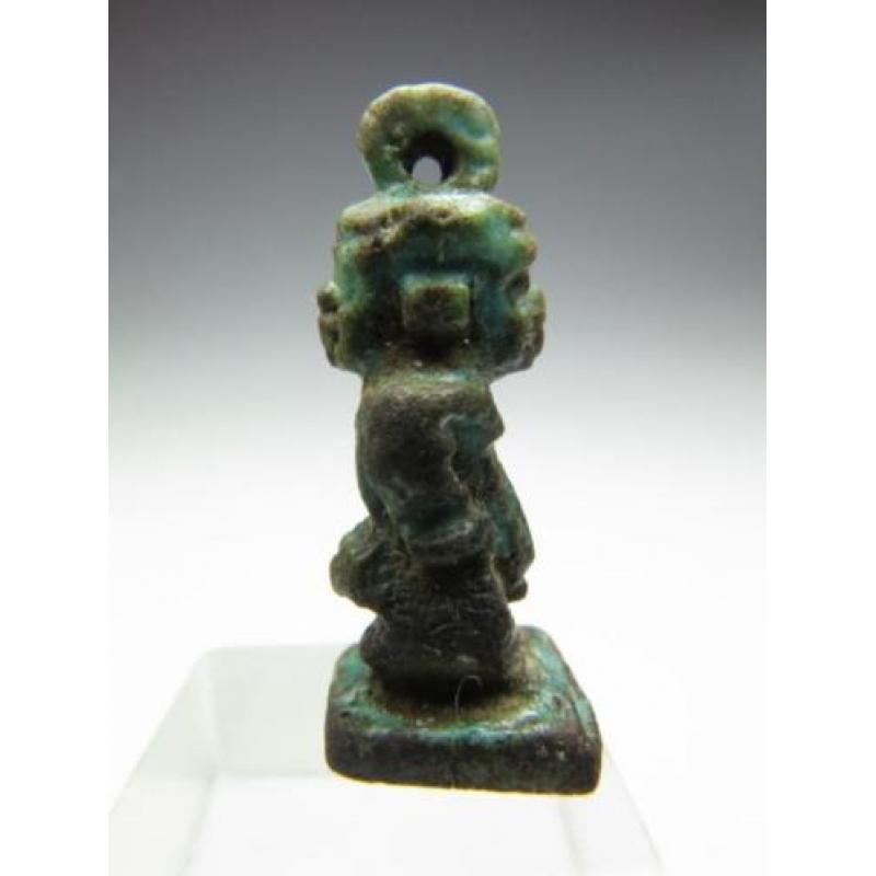 Egyptian faience amulet of Pataikos with double face