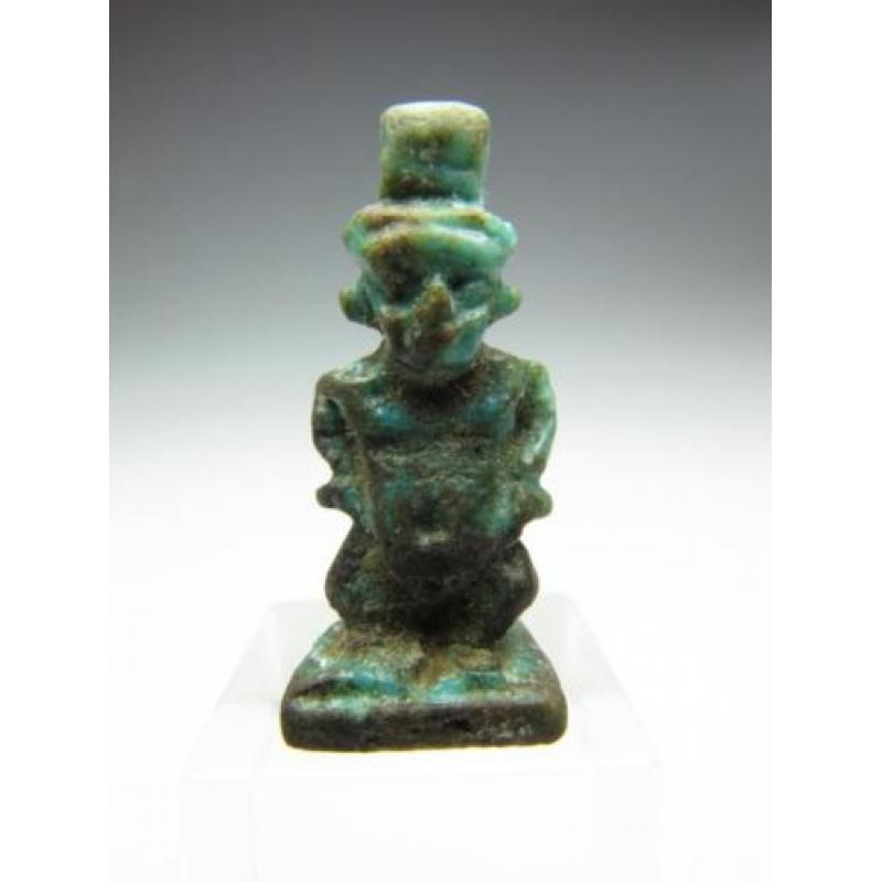 Egyptian faience amulet of Pataikos with double face