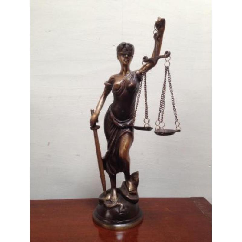 Schitterende bronzen Vrouwe Justitia, 39 cm hoog, i.z.g.st.