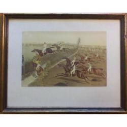 4 antieke prints van 1836 First Liverpool Grand Steeplechase