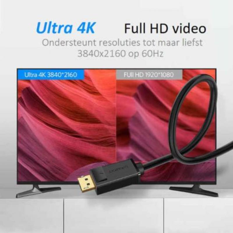 DisplayPort kabel / Display Port Kabel - 4K & 1,5 meter lang