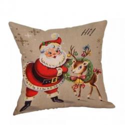 Retro vintage print kat kitten kerstmuts kussenhoes nieuw